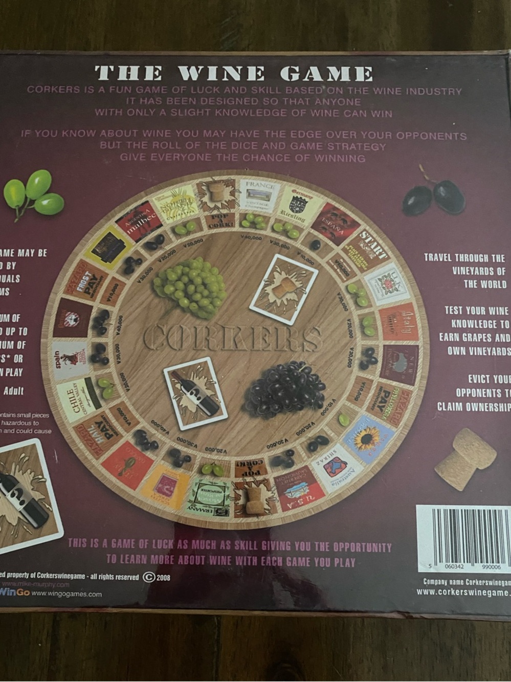 The Wine Game Corkers Board Game - Burgundy Cover - Picture 2 of 3